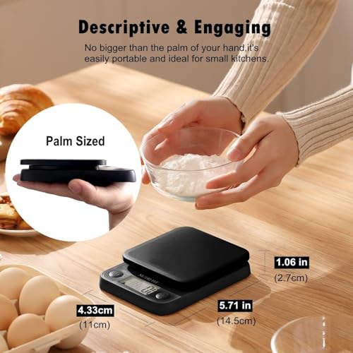 Food Scale Small Digital Kitchen Scales Weight Grams Ounces Black