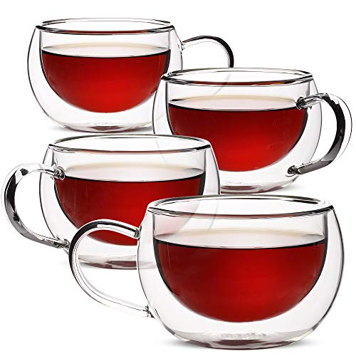 BTaT Double Walled Glass Coffee Mugs (4 Count)