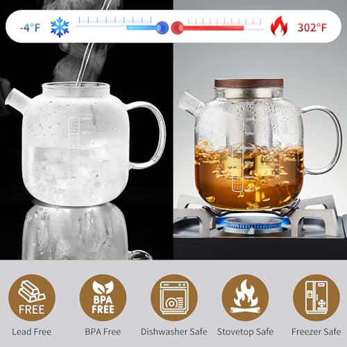 Glass Teapot With Stainless Steel Infuser 1200ml