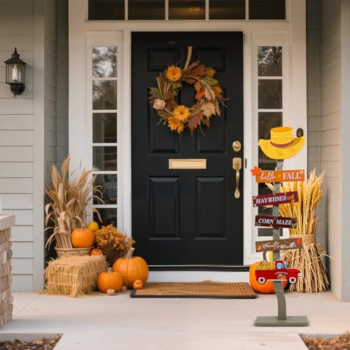 Lighted Wood Hello Fall Porch Sign