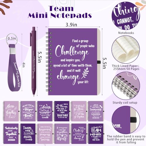 24 Set 96 Pcs Team Appreciation Gift Set Inspirational Employee Appreciation Gift Bulk 16 oz Coffee Cups with Team Notebook Pen Keychains for Staff Teacher (24 Count)
