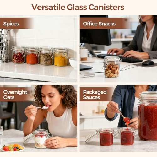 Small 8 oz Glass Jars with Airtight Lids 12 Pack Jam Pantry (12 Count)