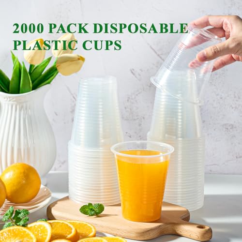 2000 Pack 12 OZ Clear Disposable Plastic Drinking Cups for Business (2000 Count)