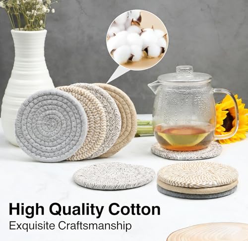 4.8 Inch Woven Drink Coasters Set of 4 (4 Count)