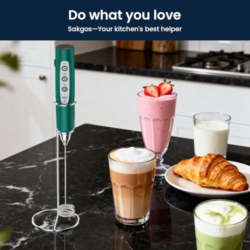 Milk Frother Wand Rechargeable Handheld Electric Whisk 3 Speed Adjustable