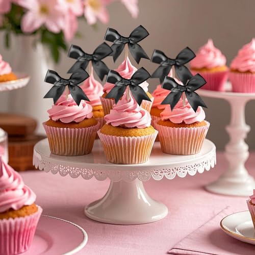 24Pcs Bow Cupcake Toppers (24 Count)