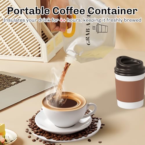 10 Pack Disposable Coffee Dispensers with Handle Coffee Box Cold Hot Beverage Dispenser COFFEE Carrier with Handle Take Out Camping Water Storage Containers Water Bag for Hiking (10 Count)