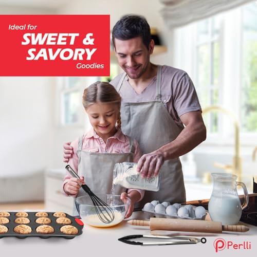 Non-Stick 17-Piece Baking Pan Set, BPA-Free Carbon Steel Bakeware Set with Silicone Handles, Stackable Kitchen Oven Set, Cookie Sheet, Baking Tray, Baking Sheet Set, Utensils, Oven Safe (446°F)