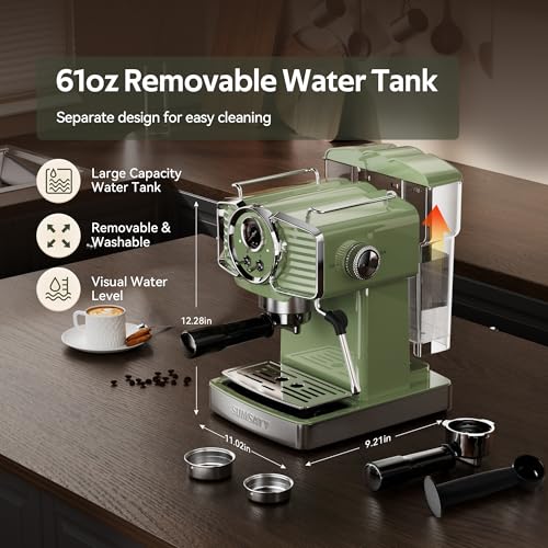 20 Bar Espresso Machine Retro with Powerful Milk Frother
