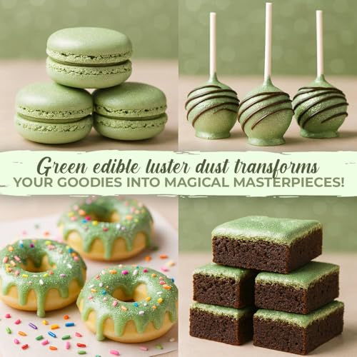 Bulk (20g) Luster Dust Edible Cake Decorations, Edible Luster Dust for Cakes Light Green Edible Luster Dust for Cupcake Decorations, Cake Drip, Edible Paint, Light Green Edible Shimmer Dust for Drinks