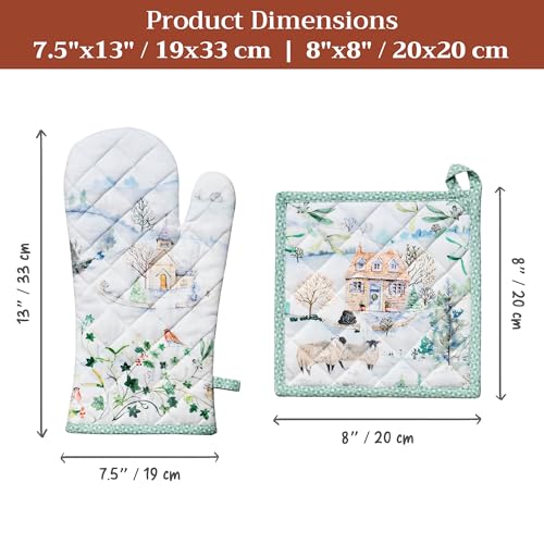 100% Cotton Oven Mitt & Pot Holder Set (2 Count)