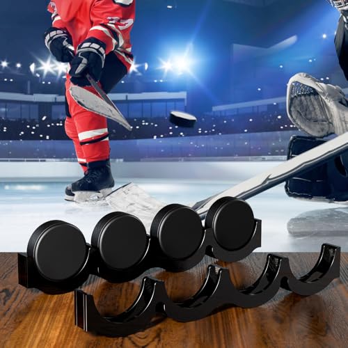 2 Pcs Hockey Puck Display Case Acrylic Hockey Puck Holder for 4 Pucks (2 Count)