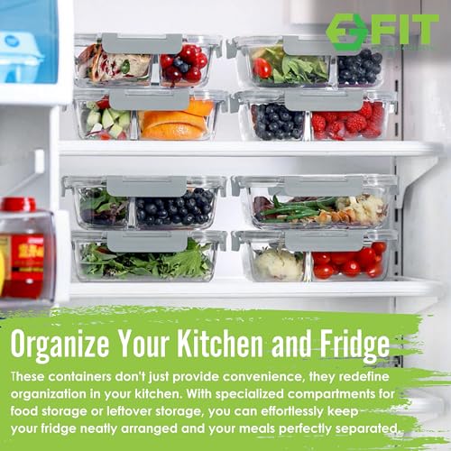 Glass Meal Prep Containers 2 & 3 Compartment (4 Count)