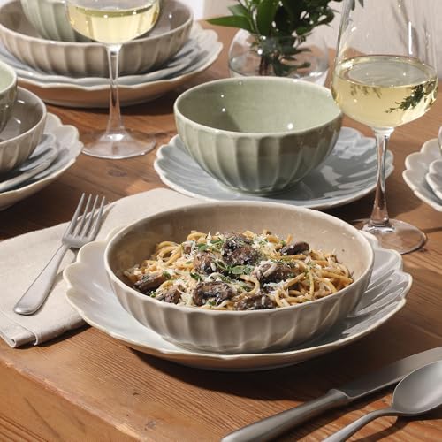 Malibu Shore 16 Piece Scallop Stoneware Reactive Glaze