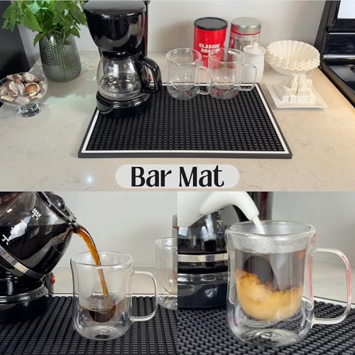Coffee Bar Mat for Countertop White Frame 18x12 in