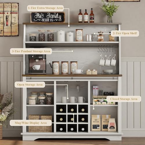 47 Inch Farmhouse Coffee Bar Cabinet with 3