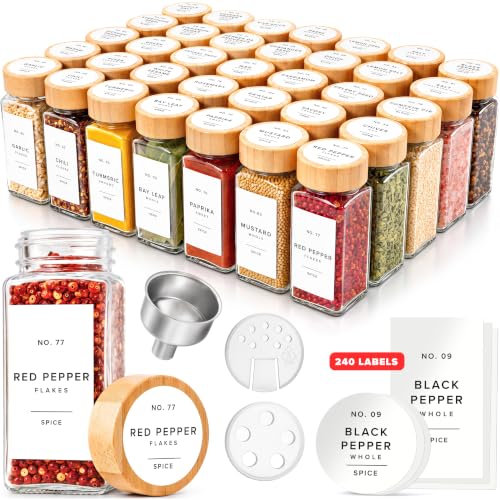 Glass Spice Jars with Label (36 Count)