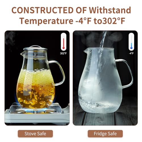 68OZ Glass Pitcher with Lid and Spout