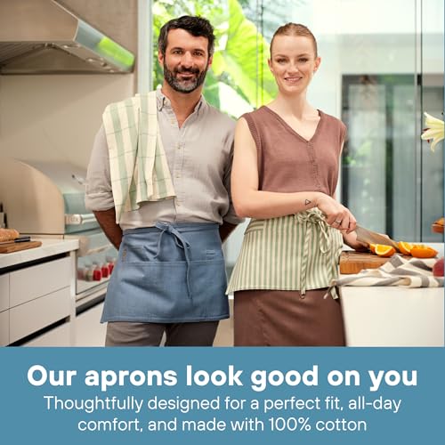 Chef Waist Aprons for Women with Pockets