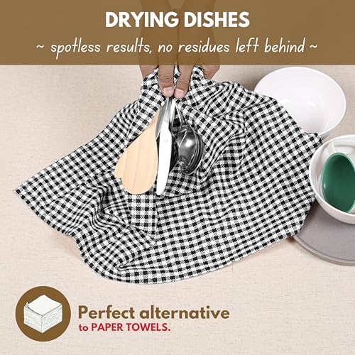 100% Cotton Gingham Farmhouse Kitchen Dish Towel 4 Pack 16"x26"