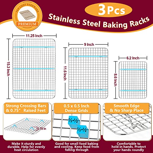 16 + 12.5 + 9 Inch Cookie Baking Sheet Pan with Wire Rack