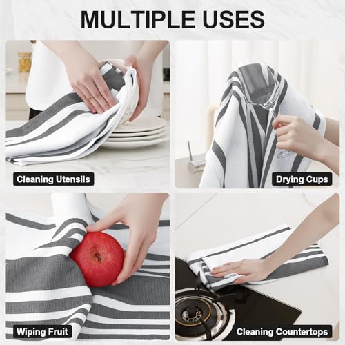 Premium Cotton Stripe Kitchen Towels 6 Pack (6 Count)