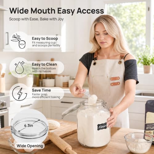 1.1 Gallon Glass Storage Jars with Airtight Clamp Lids (2 Count)
