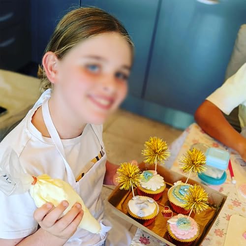 30Pcs Foil Firework Cupcake Toppers Sparkles Fireworks Sticks Birthday Decorations Sparkle Tinsel Cocktail Fruit Toothpick for Birthday Wedding Graduation Party Cake Decorations Gold (30 Count)
