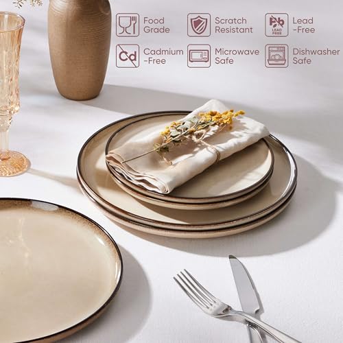 Ceramic 7.9 Inch Dinner Dessert Plates Set of 4 (4 Count)