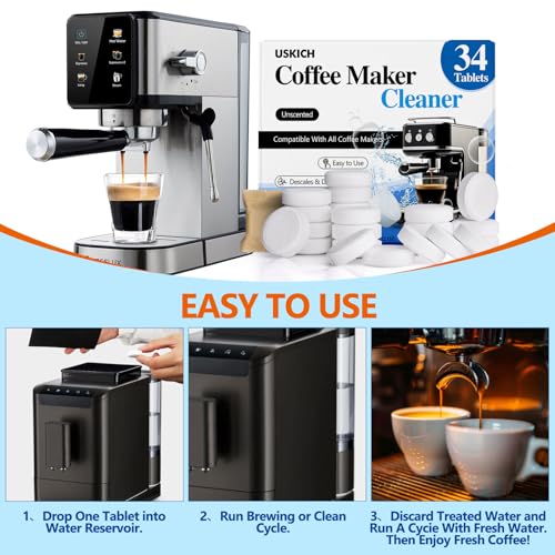 Coffee Machine Cleaner Descaler Tablets 34 Pack (34 Count)