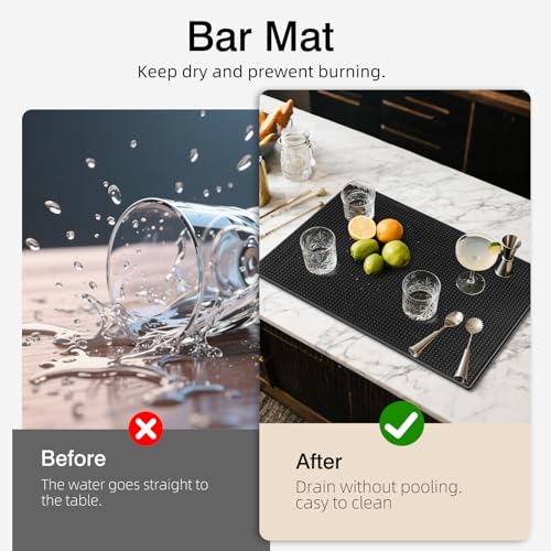 6 Pcs Black Bar Mats for Countertop (6 Count)