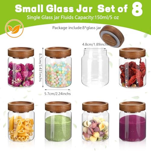 5 oz Glass Spice Jar with Acacia Wood Lid 8 pcs