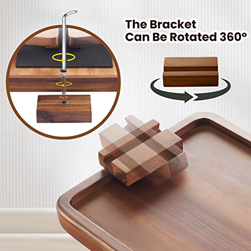 Large Acacia Sofa Arm Tray with Phone Holder