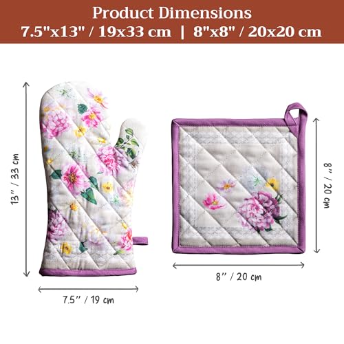 100% Cotton Oven Mitt & Pot Holder Set