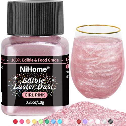 Edible Food Grade Glitter Powder Glimmer Luster Dust Metallic Fancy Food Decorating Sprinkle Glimmery Dust for Drink Wine Beverage Cake Bakery Vegan Allergen