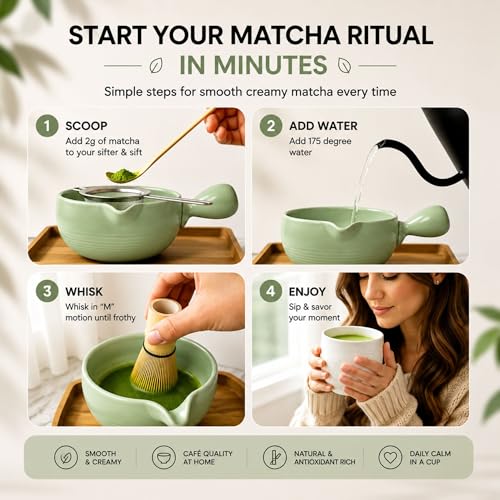 HAPPY PATH & CO Patented Matcha Bowl Set with Handle & Spout