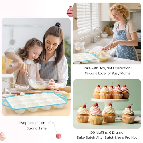 Silicone Muffin Pans for Baking 2 Pack