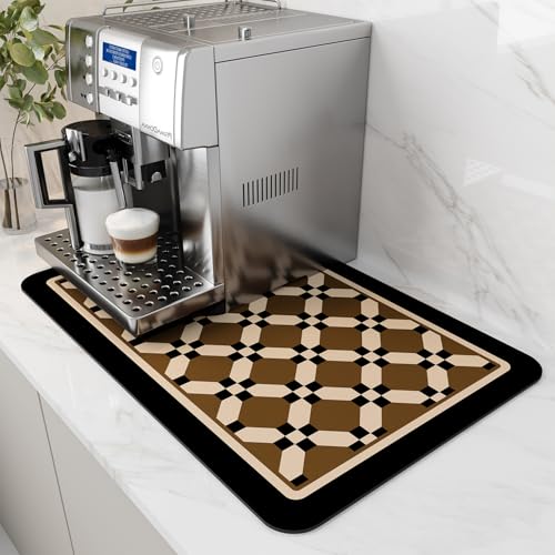 Coffee Mat Hide Stain Rubber Backed Absorbent Dish Drying Mat for Kitchen Counter