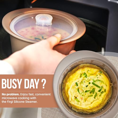 27oz Platinum Silicone Microwave Steamer Pot with Handle & Lid