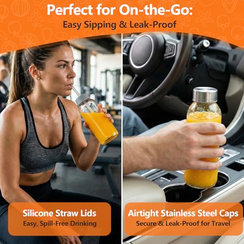 Glass Juice Bottles with Lid 12 oz