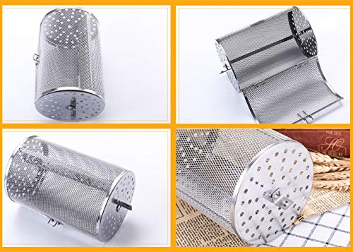 Stainless Steel Rotisserie Grill Roaster Drum Oven Basket Oven Roast Baking Rotary for Peanut Dried Nut Coffee Beans BBQ 5.51 x 10.43 inch