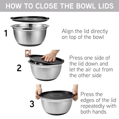 Stainless Steel Mixing Bowls Set with Lids