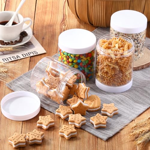 4 Pcs Plastic Jars Wide Mouth with Lids