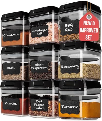 9PC (0.5L | 17oz) Airtight Pantry Storage Containers with 6 Spoons (9 Count)