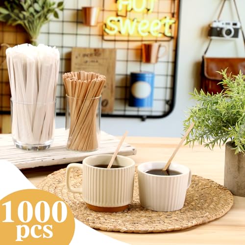 1000 Pcs Individually Wrapped Wooden Coffee Stirrers (1000 Count)