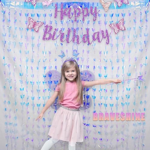 Iridescent Hanging Butterfly Foil Fringe Curtain (2 Count)