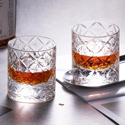 Crystal Whiskey Glasses Set of 2 Hand Blown Old Fashioned Glasses (2 Count)