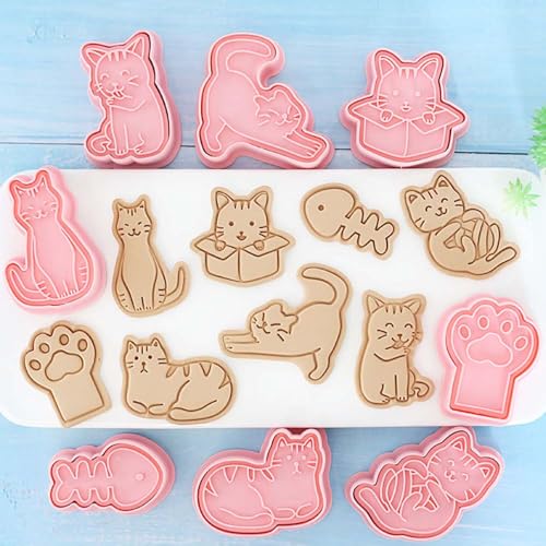8 pcs Cat Cookie Cutters Set (8 Count)