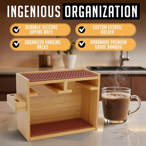 Organizer Stand for AeroPress Bamboo Coffee Caddy Original Brown