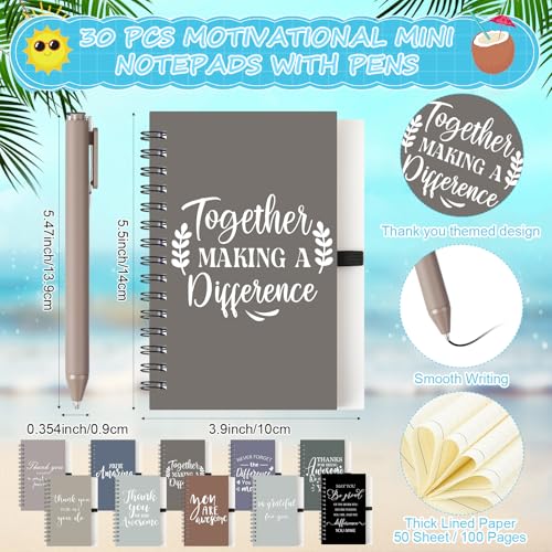 90 Pcs Employee Appreciation Gifts Bulk 24 oz Thank You Tumbler with Lid and Straw Mini Spiral Notebooks and Pens Appreciation Gifts for Team Employee Coworkers Teacher (90 Count)